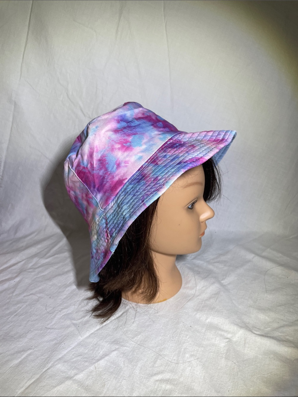 Pastel Tie-Dye Bucket Hat for Women - Pink & Blue